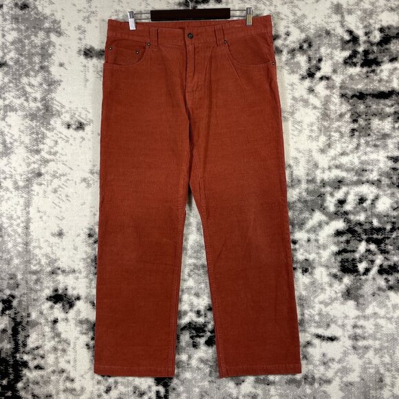 Prana Corduroy Jeans Mens Size 36x30 Rustic Orange Straight Leg Outdoors Comfort - Picture 1 of 14
